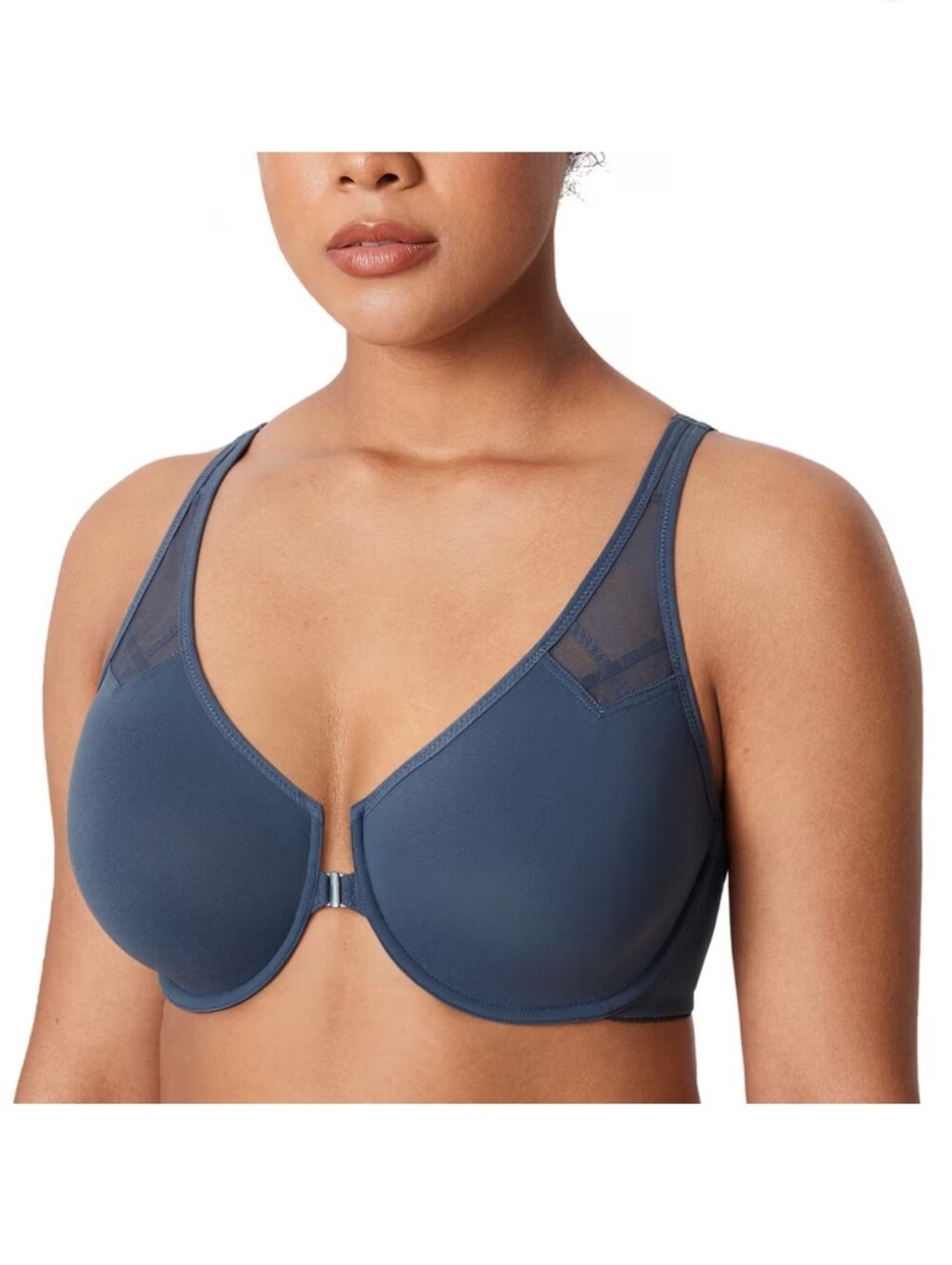 DELIMIRA Front Closure Racerback Plus Size Full Coverage Underwire Unlined Bra